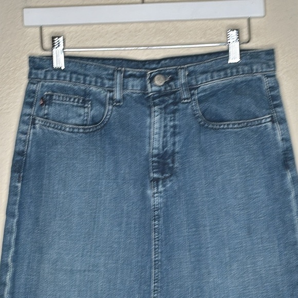 VTG Y2K Polo Ralph LOGO Lauren Jean Denim Maxi Skirt Size 28 Waist Back Pocket - Picture 5 of 11